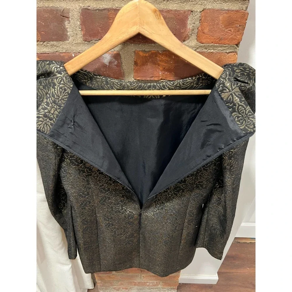Vintage Jacquard Black & Gold Mini dress - Picture 8 of 8